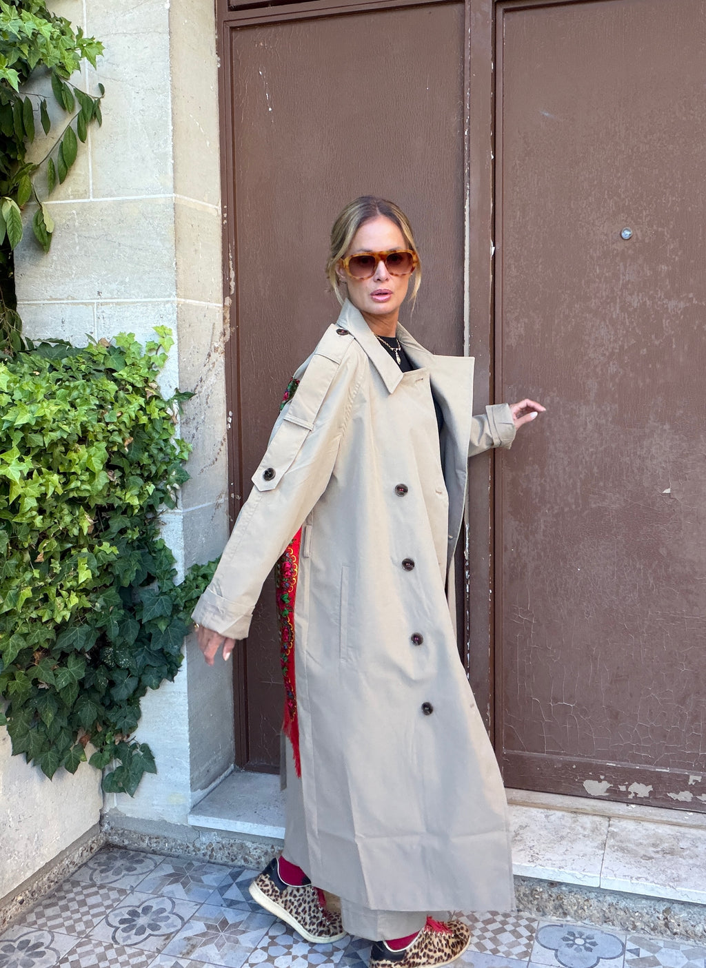 Trench long rouge
