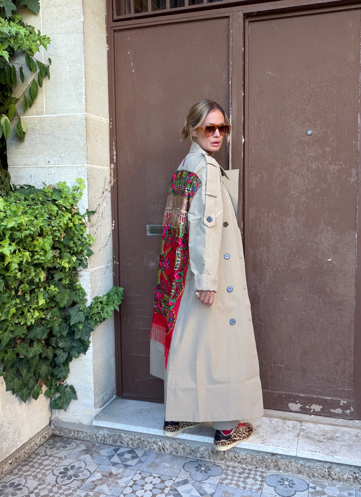 Trench long rouge